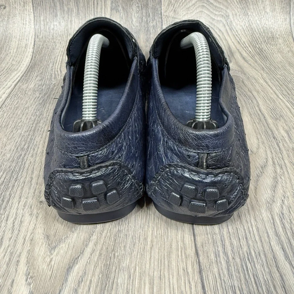 Ugo Vasare Drake Genuine Ostrich Men's Blue Driving Shoes Size 12  Italy
